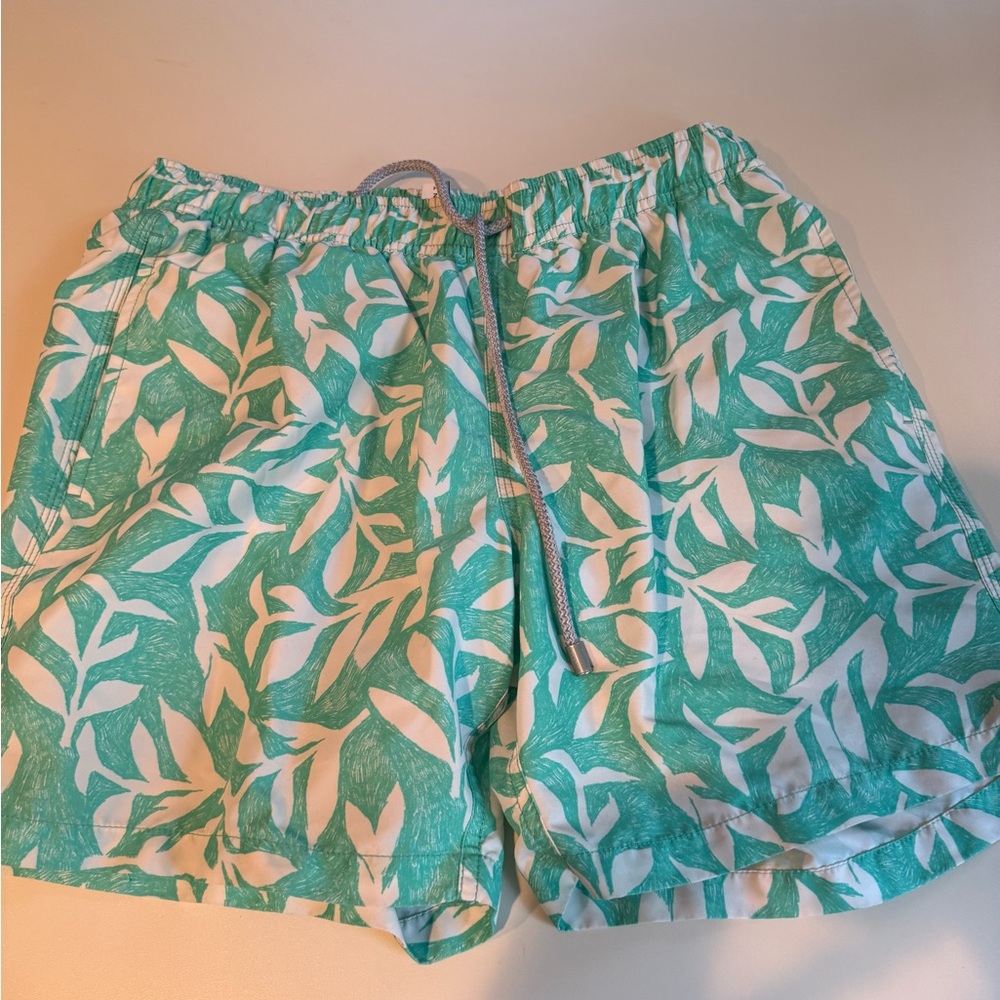 Leaf Print Green and White mens  Shorts